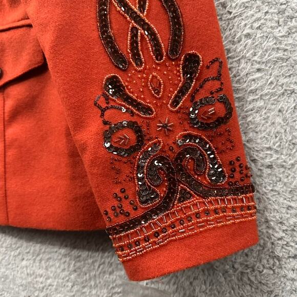 Spiegel Women's Size 16 NWT Jacket Orange Beaded Sleeve Lined Buttons Fall Warm - Picture 7 of 12